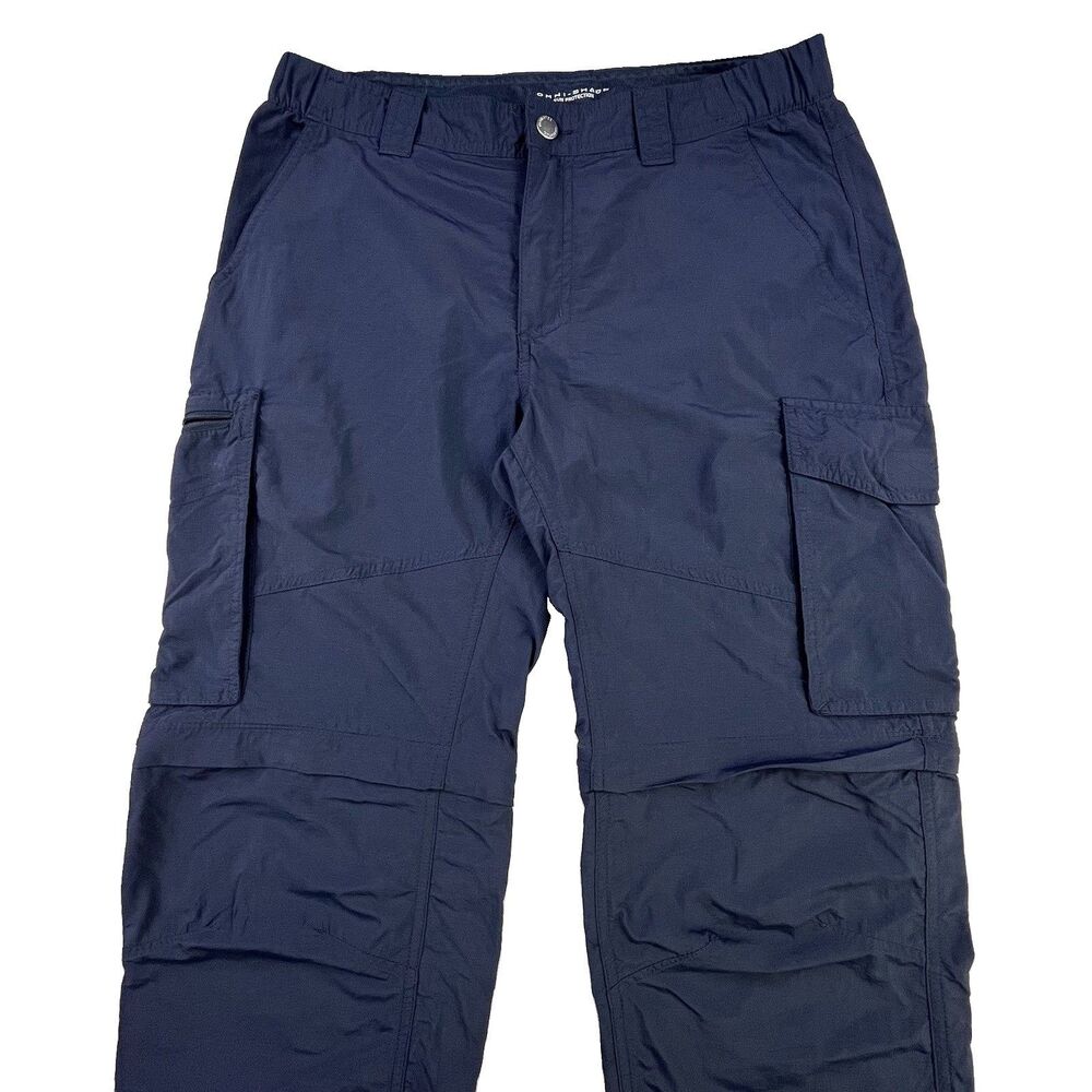 Columbia Convertible Cargo Pants Men's 42x34 Navy Blue Zip Off Omni-Shade Hike